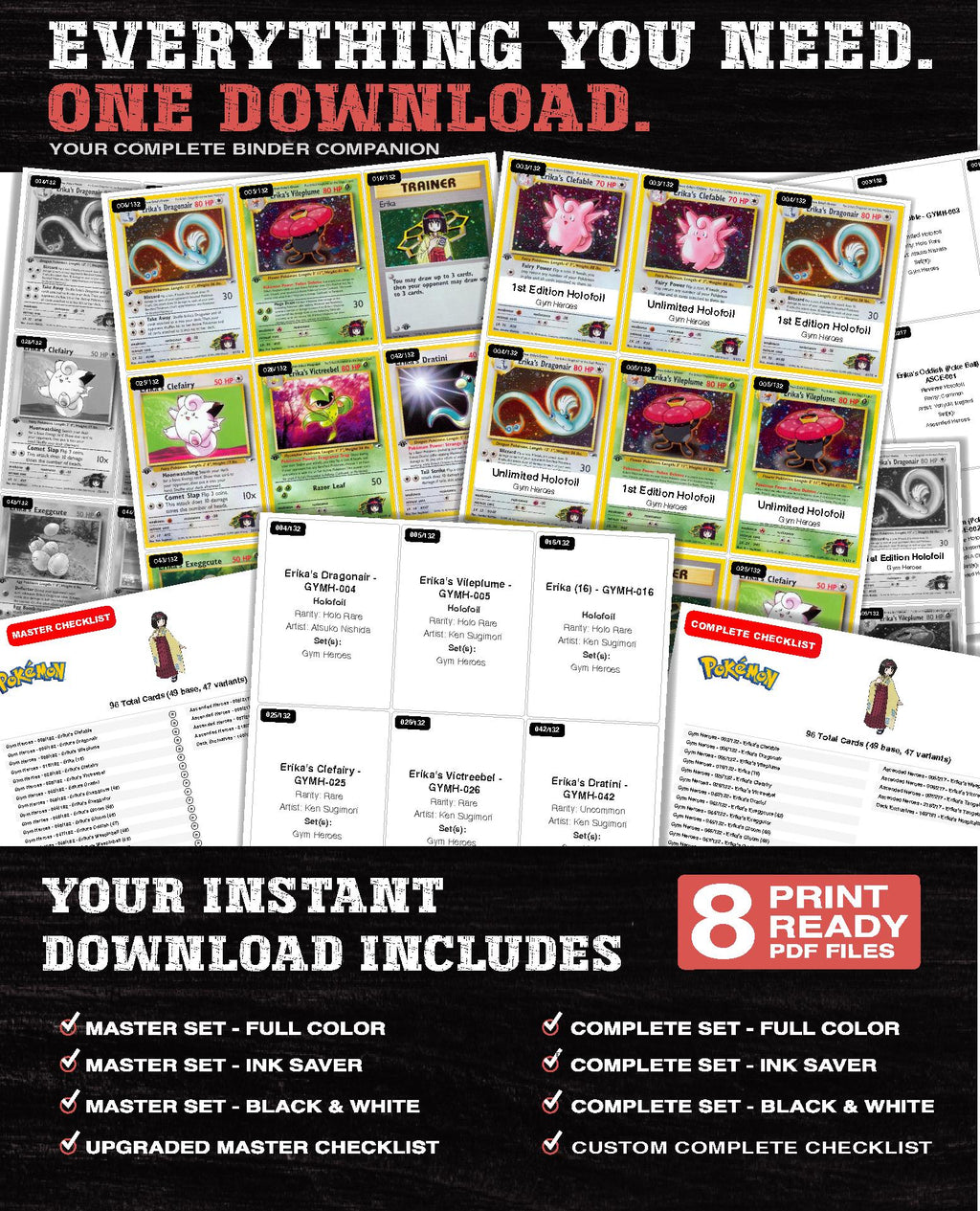 Every Erika Pokemon card ever made - gym leader master set binder placeholders - image 3