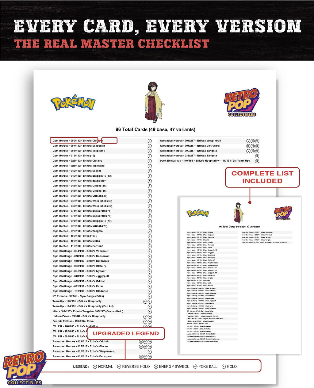 Every Erika Pokemon card ever made - gym leader master set binder placeholders - image 7