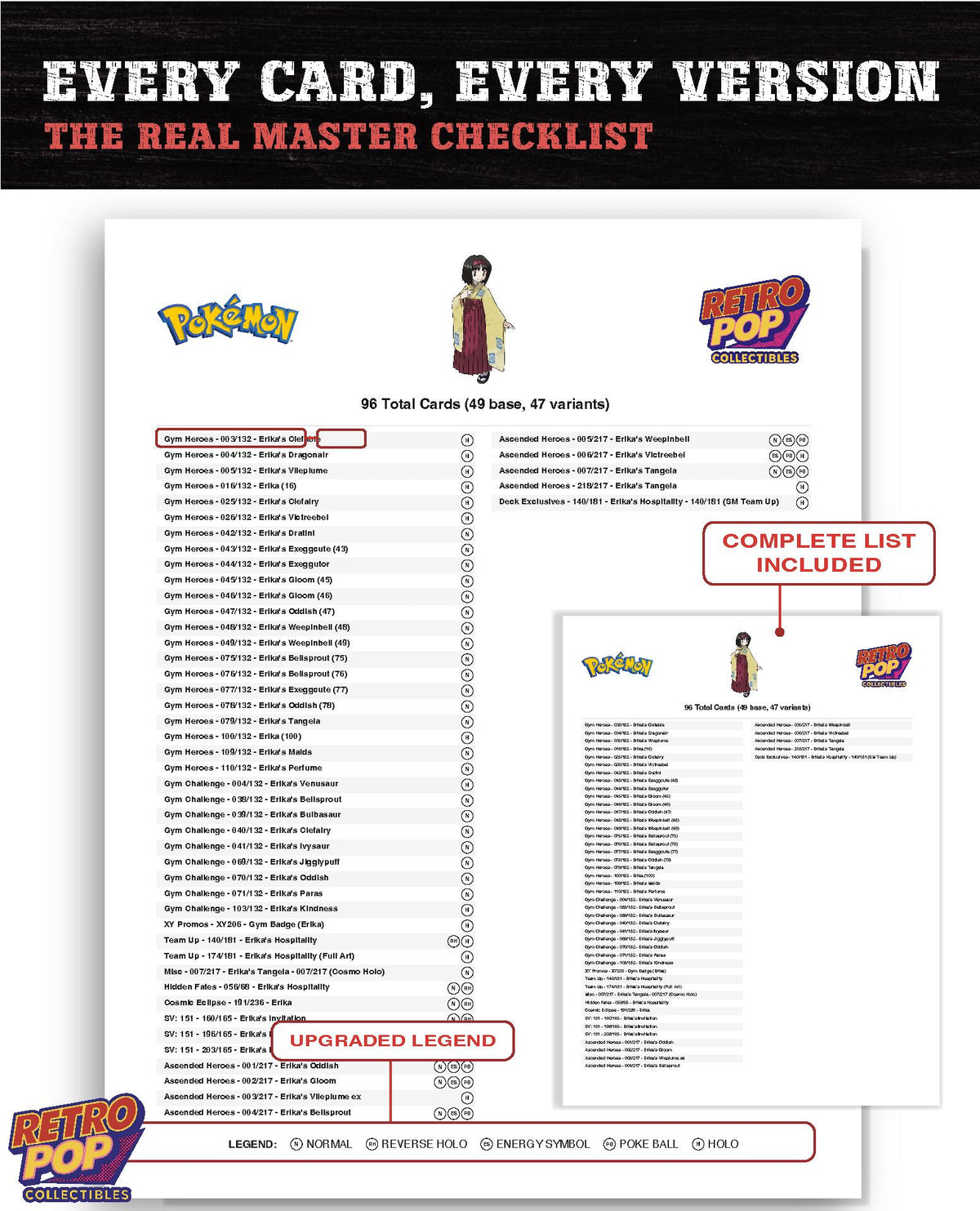 Every Erika Pokemon card ever made - gym leader master set binder placeholders - image 7