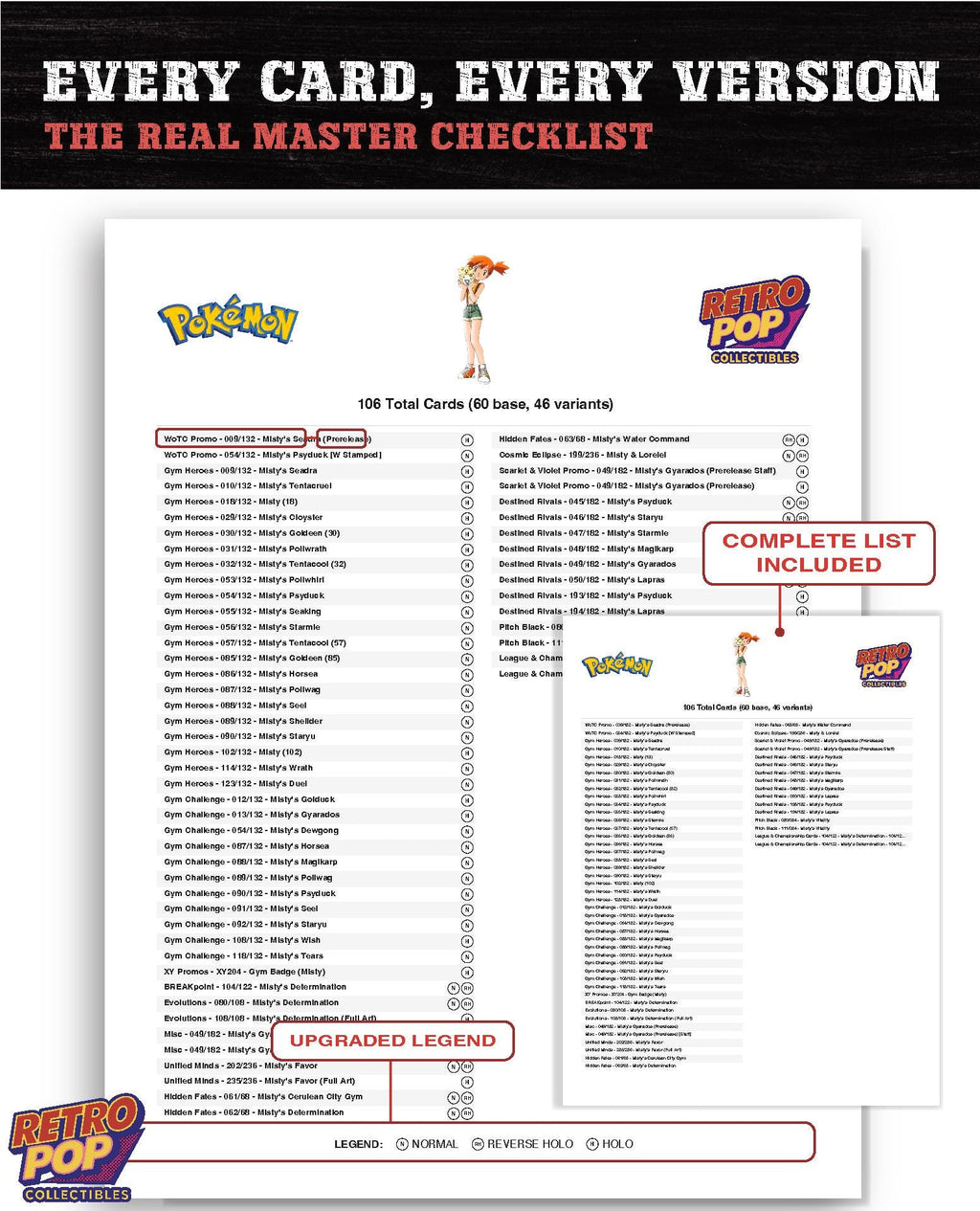Every Misty Pokemon card ever made - gym leader master set binder placeholders - image 7