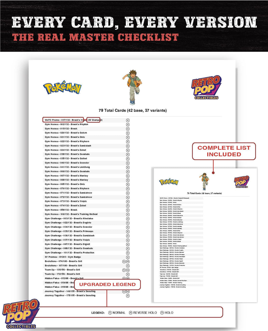 Every Brock Pokemon card ever made - gym leader master set binder placeholders - image 7