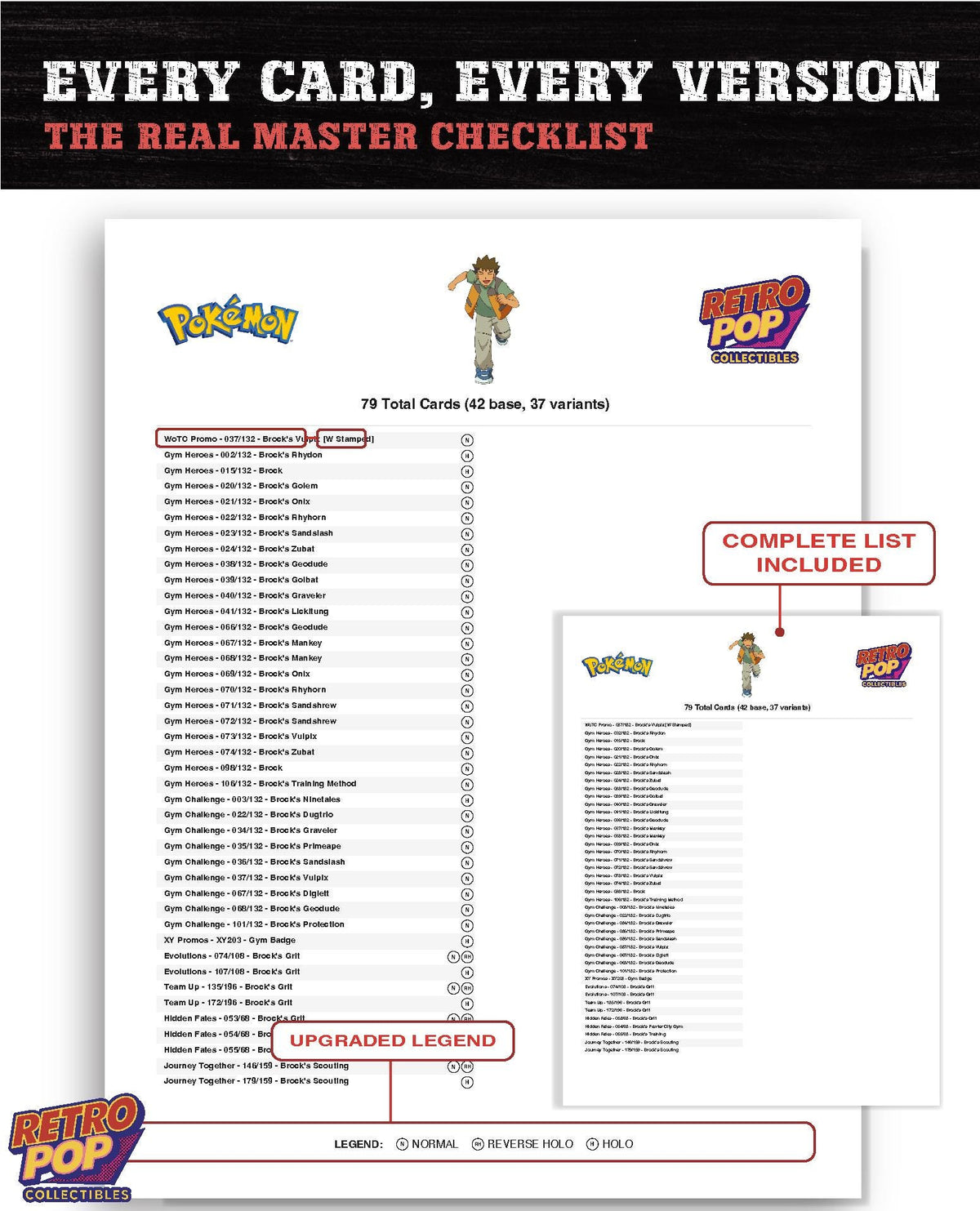Every Brock Pokemon card ever made - gym leader master set binder placeholders - image 7