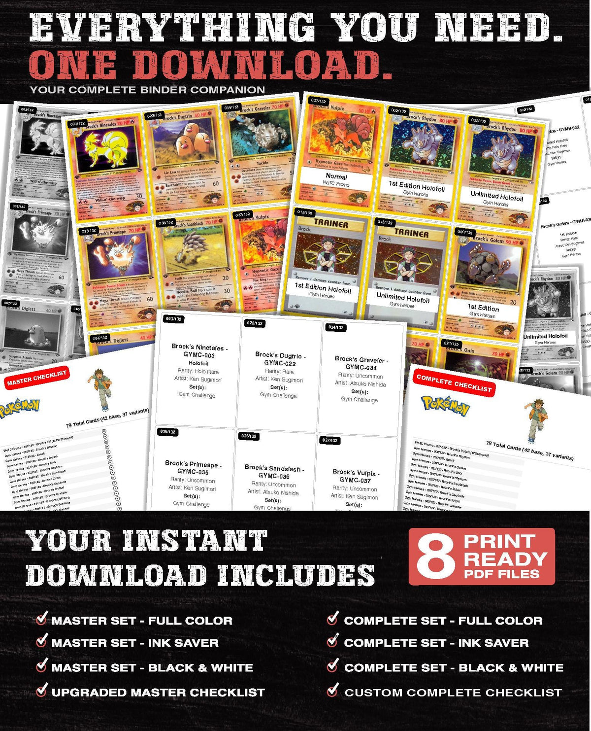 Every Brock Pokemon card ever made - gym leader master set binder placeholders - image 3
