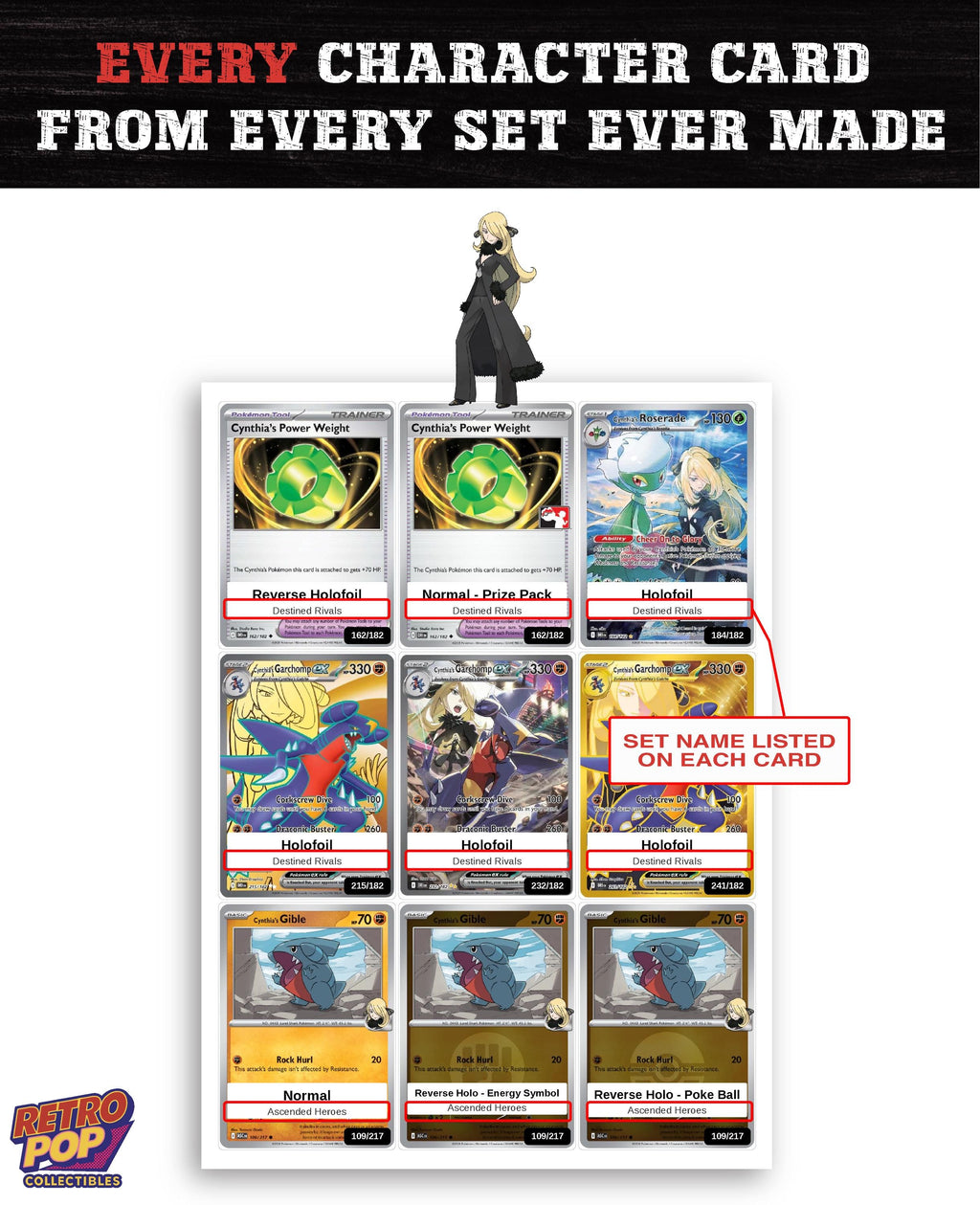 Every Cynthia Pokemon card ever made - trainer master set binder placeholders - image 3