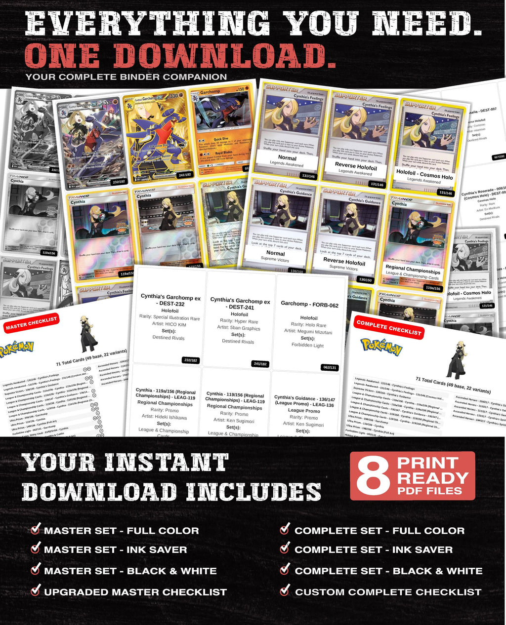Every Cynthia Pokemon card ever made - trainer master set binder placeholders - image 2
