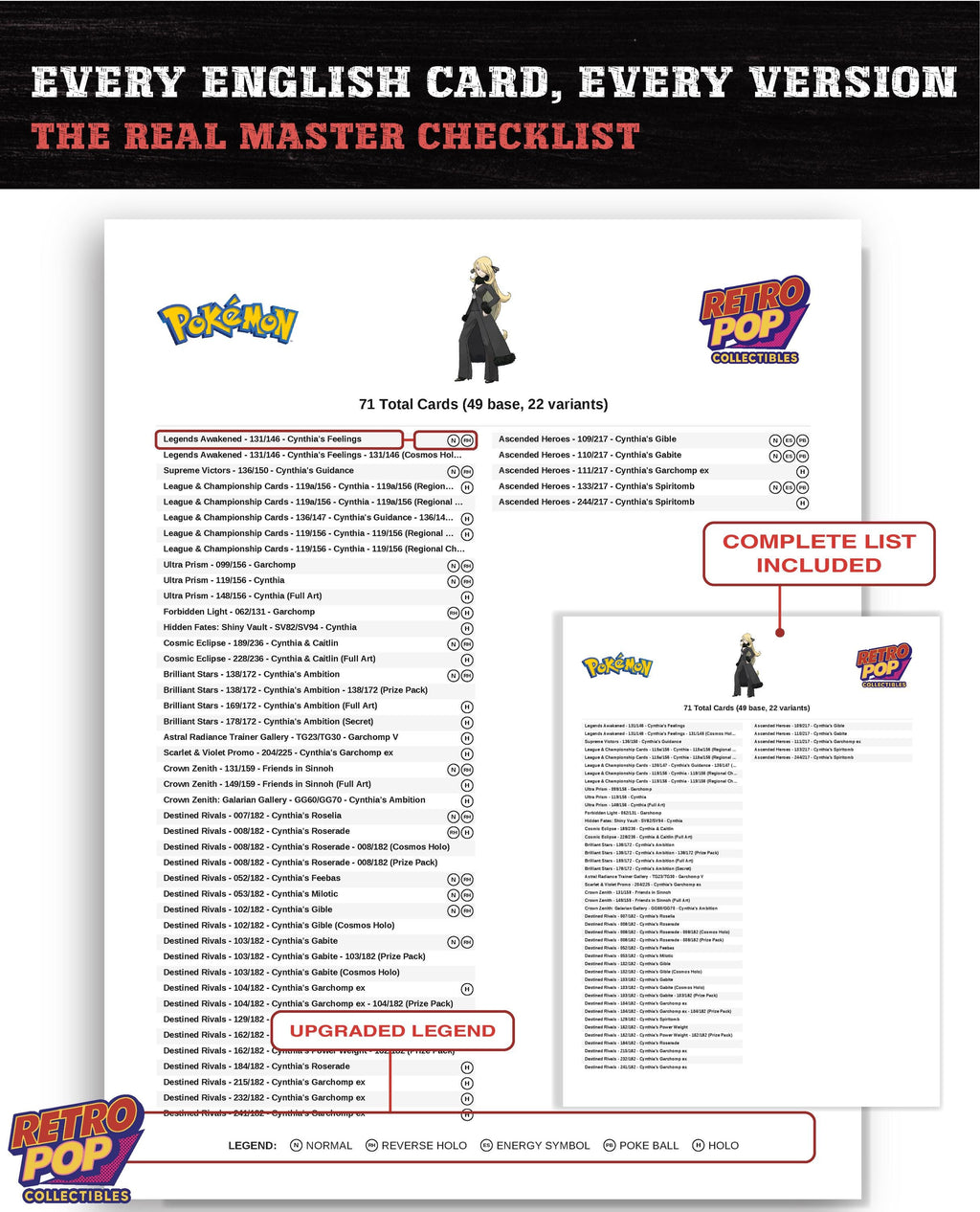 Every Cynthia Pokemon card ever made - trainer master set binder placeholders - image 7