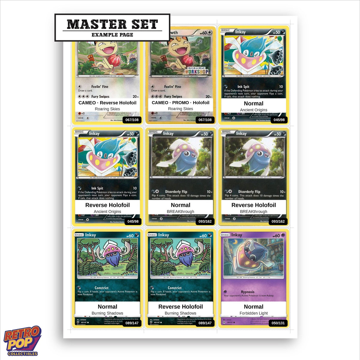 Printed Inkay Pokemon placeholders in binder - real photo 1