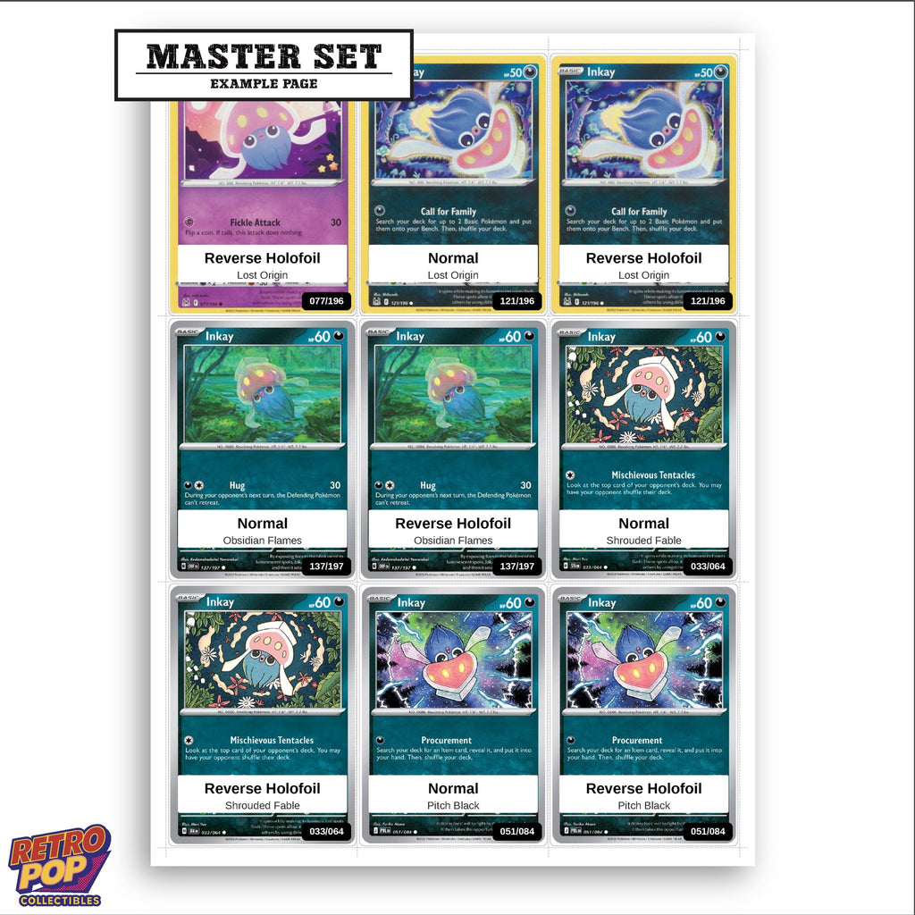 Printed Inkay Pokemon placeholders in binder - real photo 3
