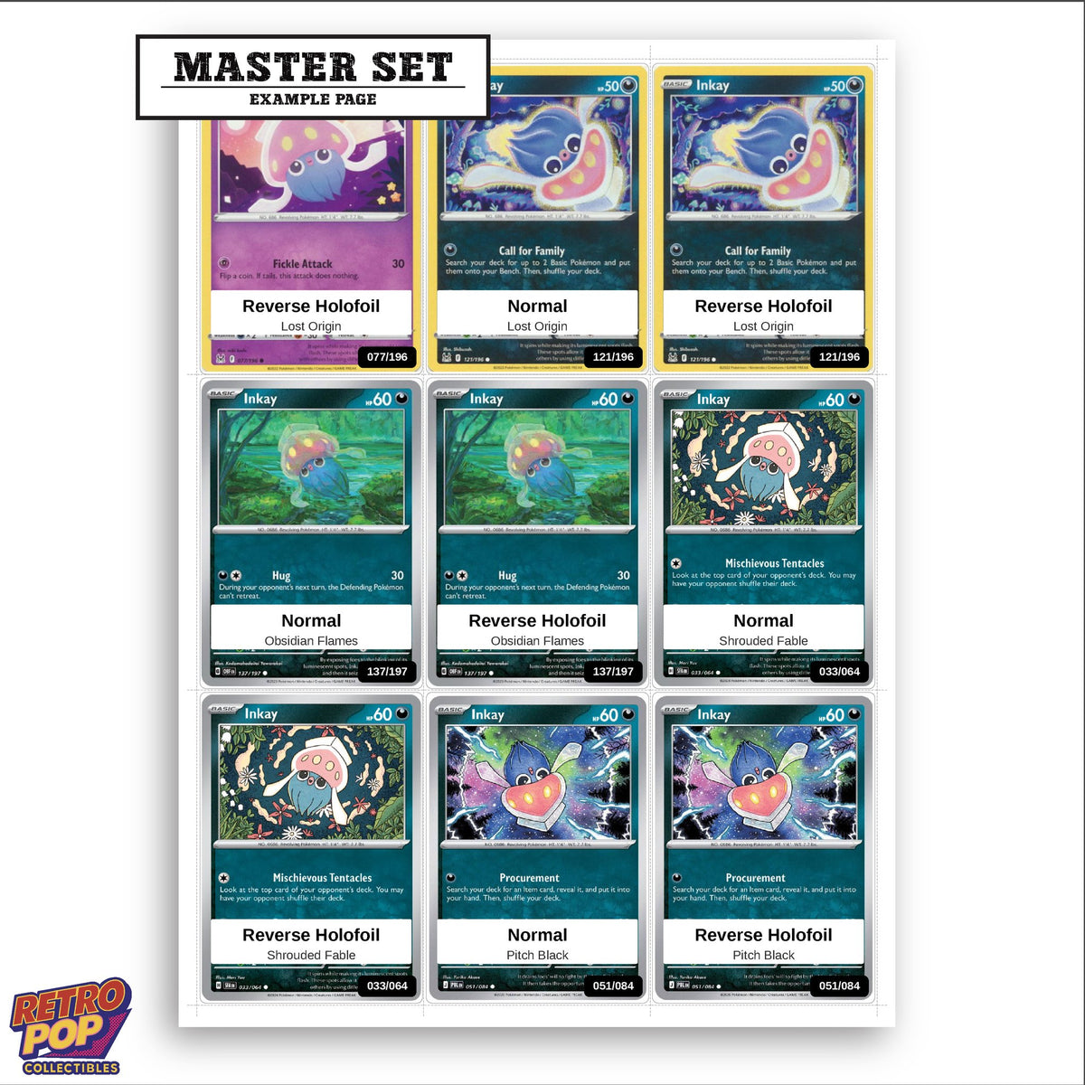 Printed Inkay Pokemon placeholders in binder - real photo 3