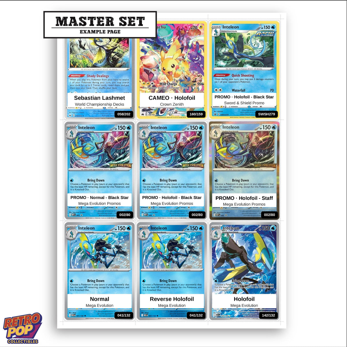 Printed Inteleon Pokemon placeholders in binder - real photo 3