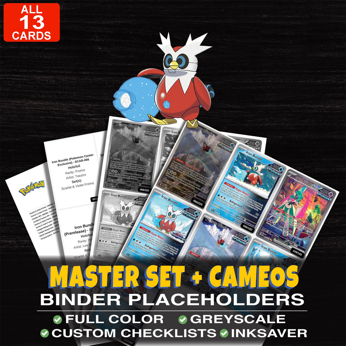 Every Iron Bundle Pokemon card ever made - master set binder placeholders with Iron Bundle