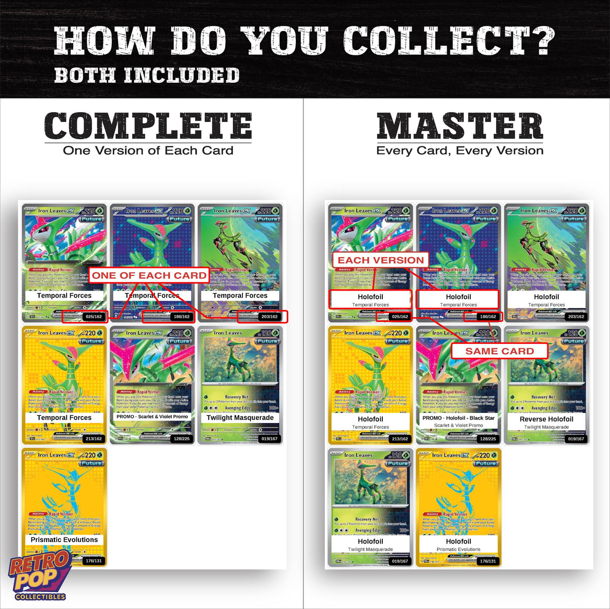 Complete Set vs Master Set versions of the Iron Leaves binder placeholders