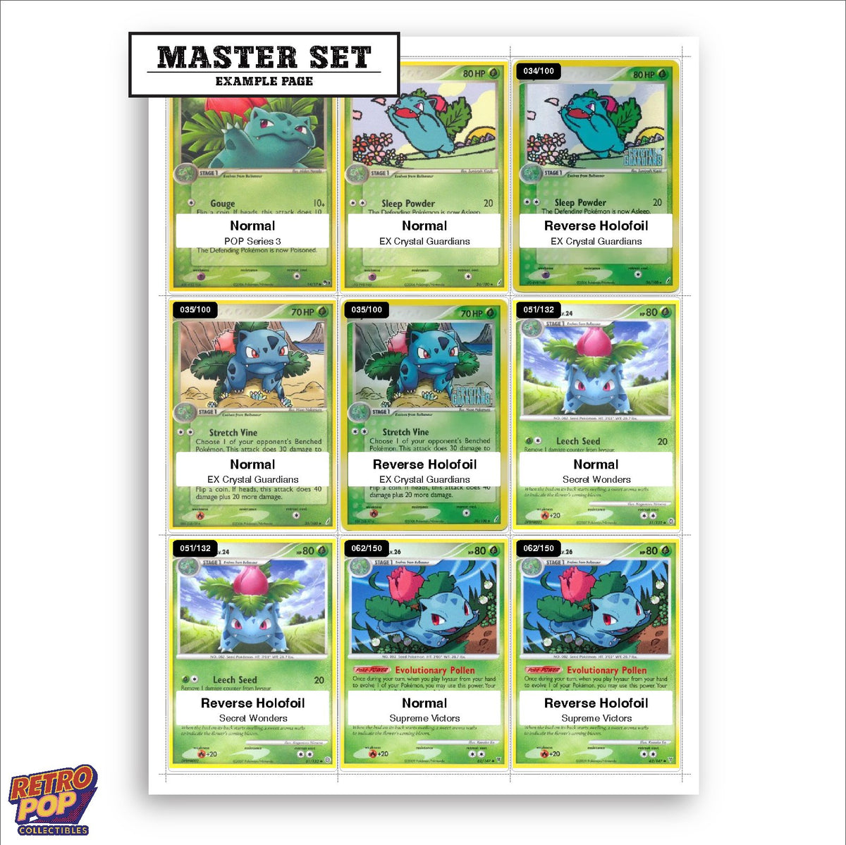 Printed Ivysaur Pokemon placeholders in binder - real photo 1