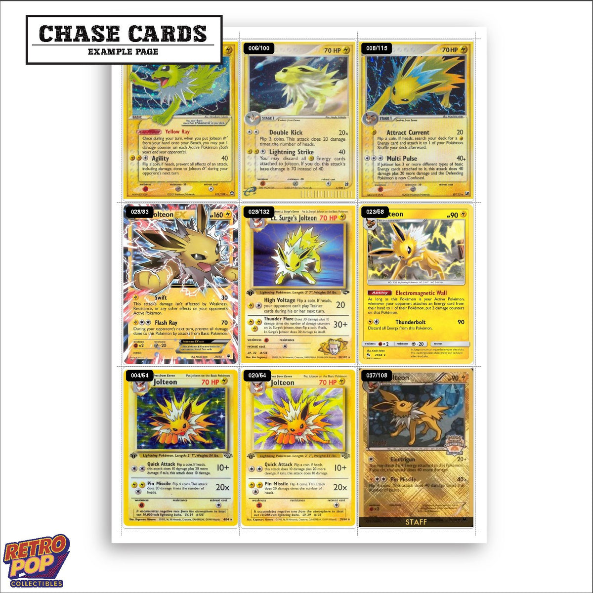 Printed Jolteon Pokemon placeholders in binder - real photo 2