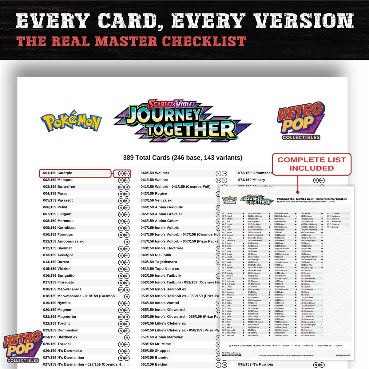 Journey Together Pokemon card checklist PDF preview
