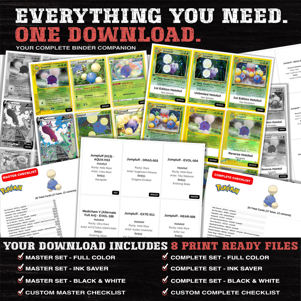Everything included in the Jumpluff master set download - 8 PDF files