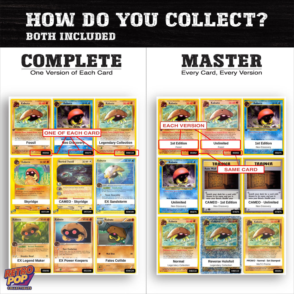 Complete Set vs Master Set versions of the Kabuto binder placeholders