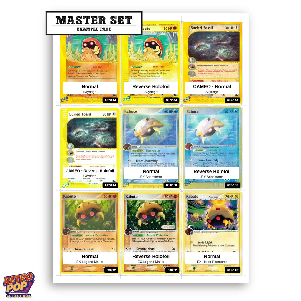 Printed Kabuto Pokemon placeholders in binder - real photo 1