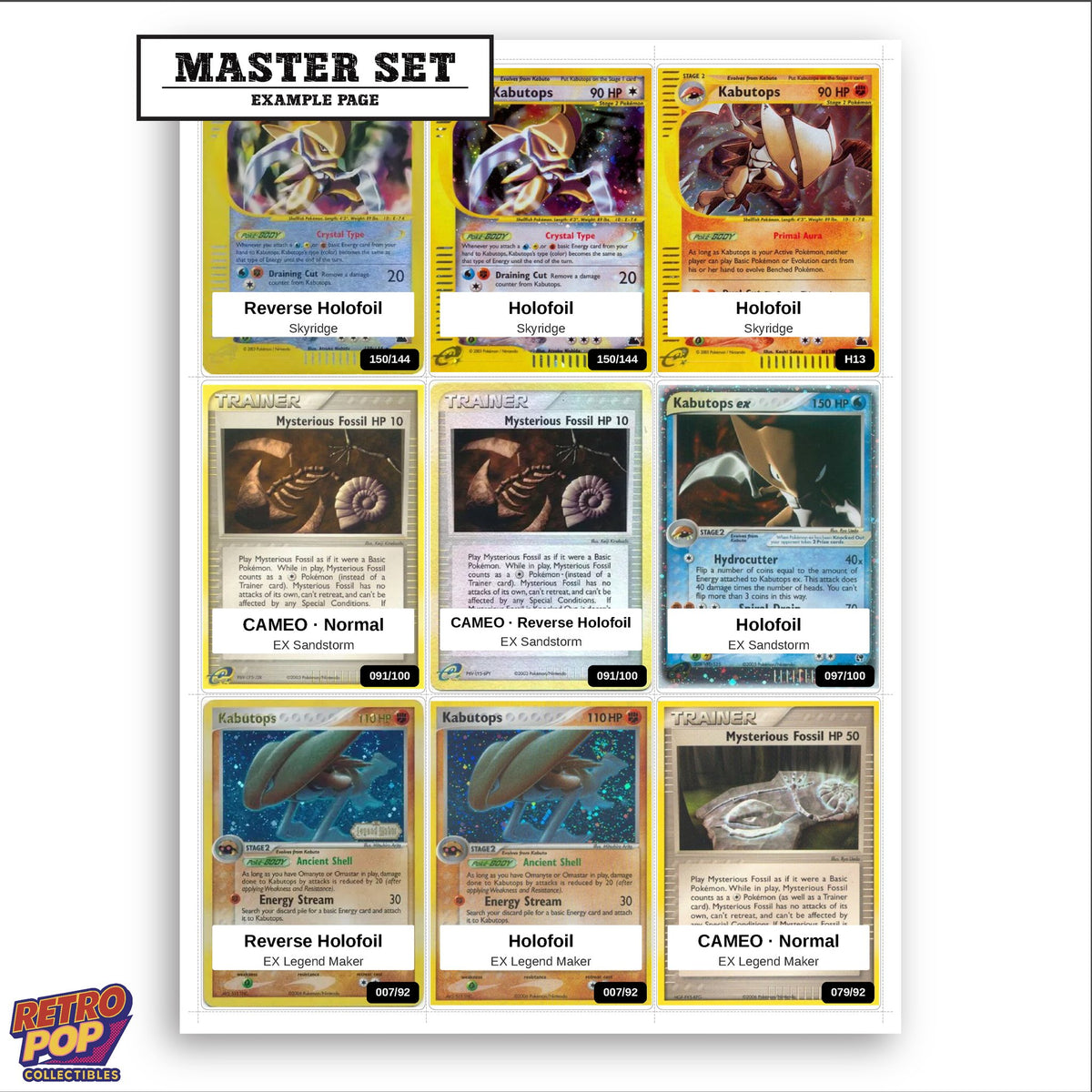 Printed Kabutops Pokemon placeholders in binder - real photo 3