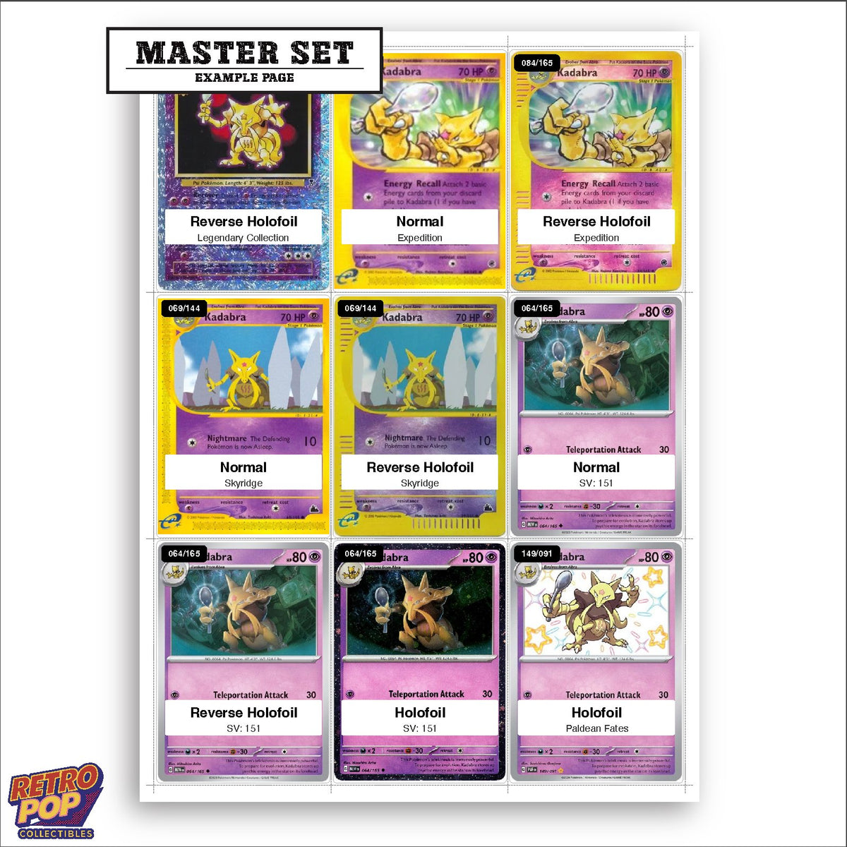 Printed Kadabra Pokemon placeholders in binder - real photo 3