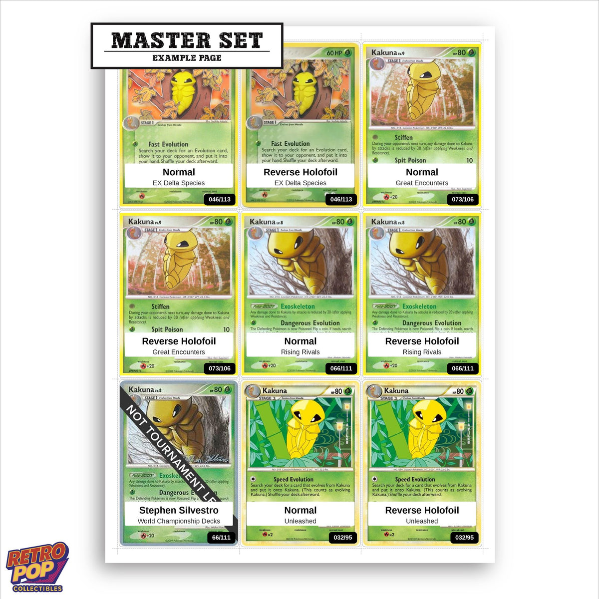 Printed Kakuna Pokemon placeholders in binder - real photo 1
