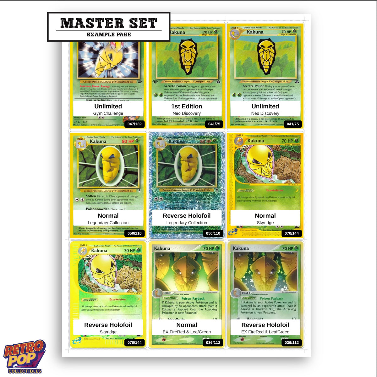 Printed Kakuna Pokemon placeholders in binder - real photo 3
