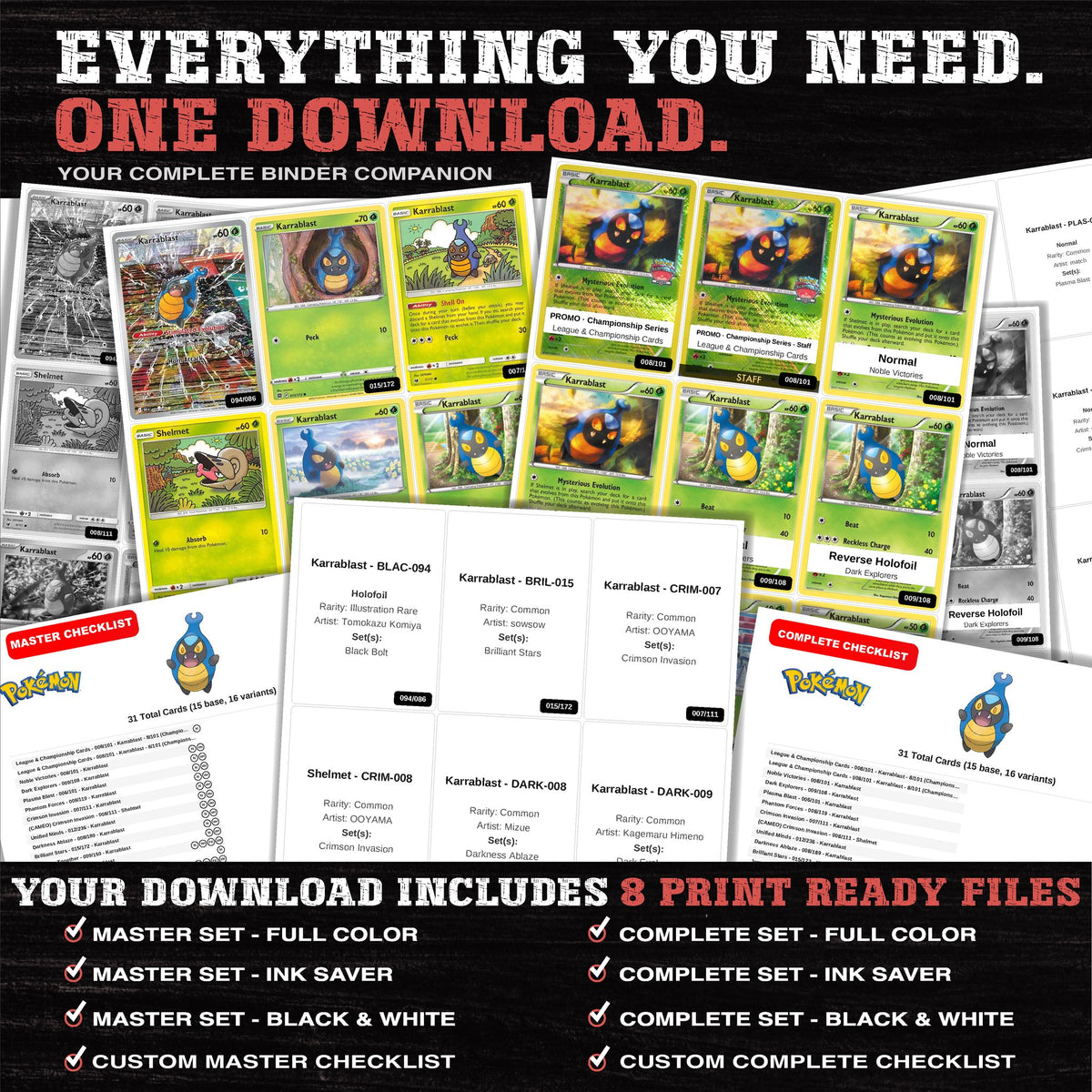 Everything included in the Karrablast master set download - 8 PDF files