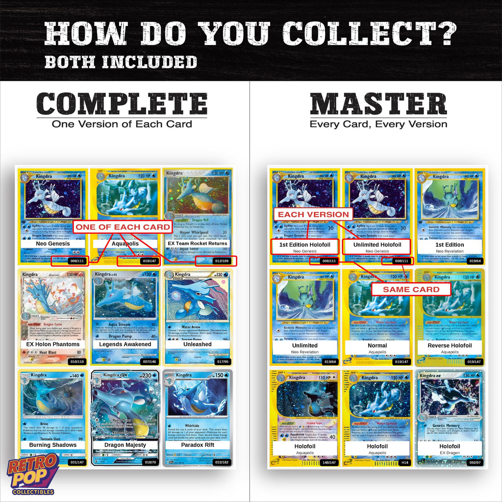 Complete Set vs Master Set versions of the Kingdra binder placeholders
