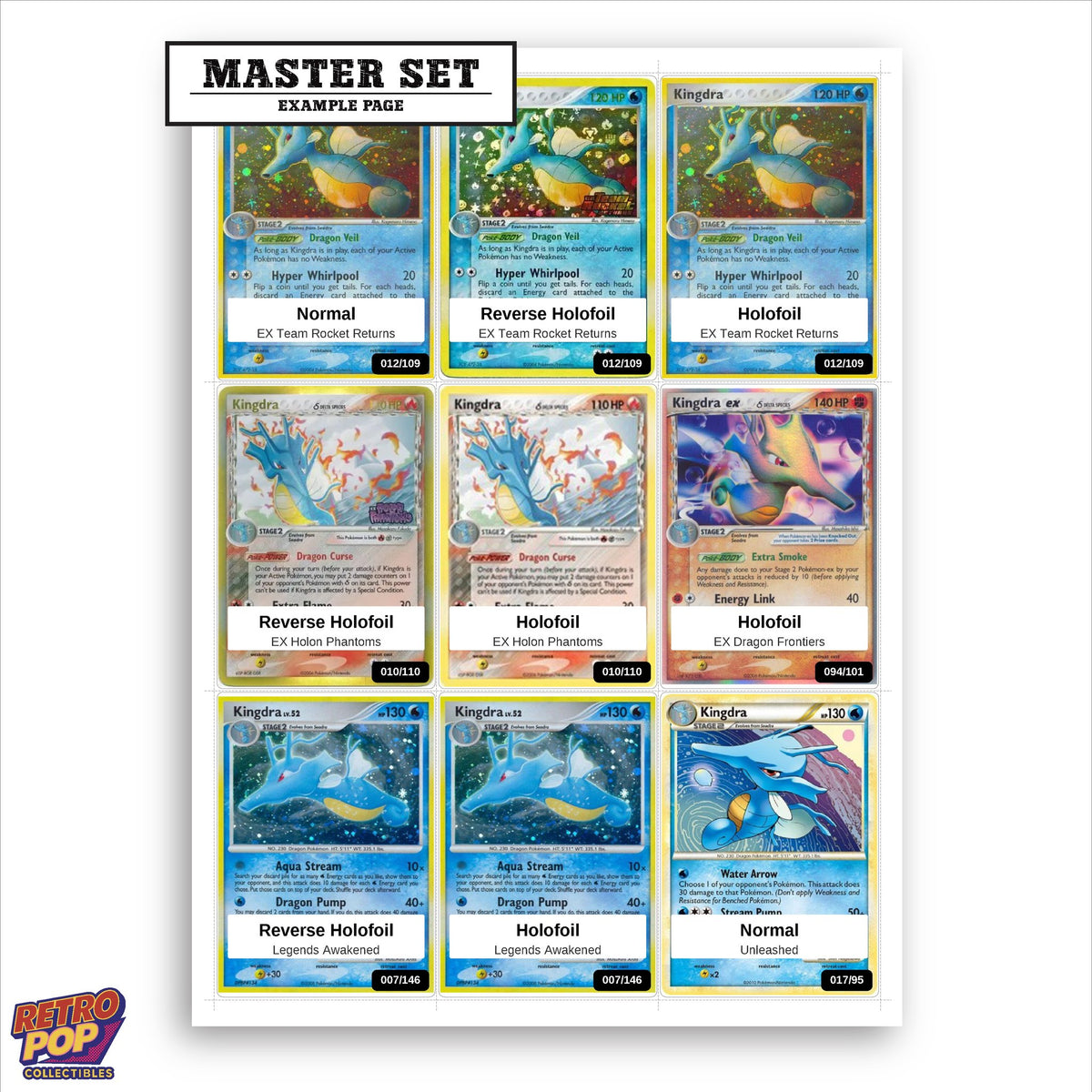 Printed Kingdra Pokemon placeholders in binder - real photo 1