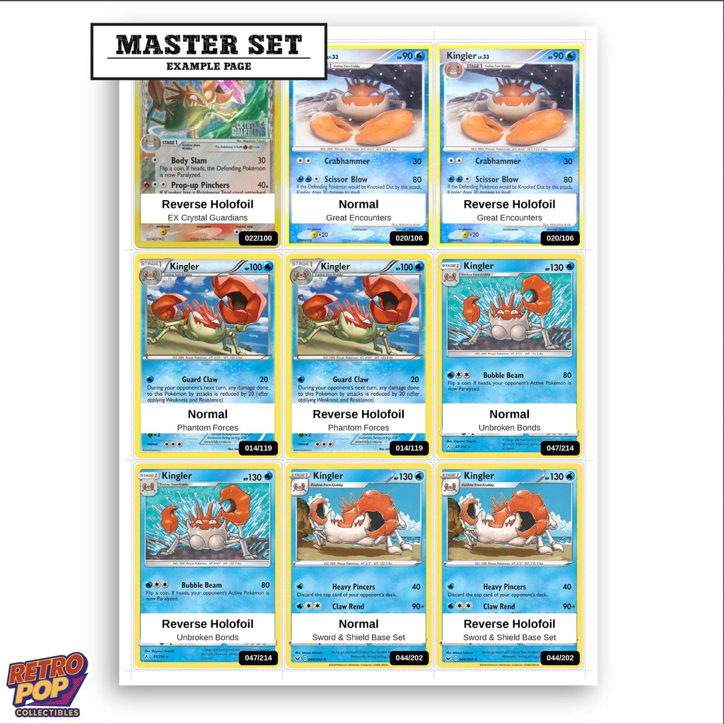 Printed Kingler Pokemon placeholders in binder - real photo 3