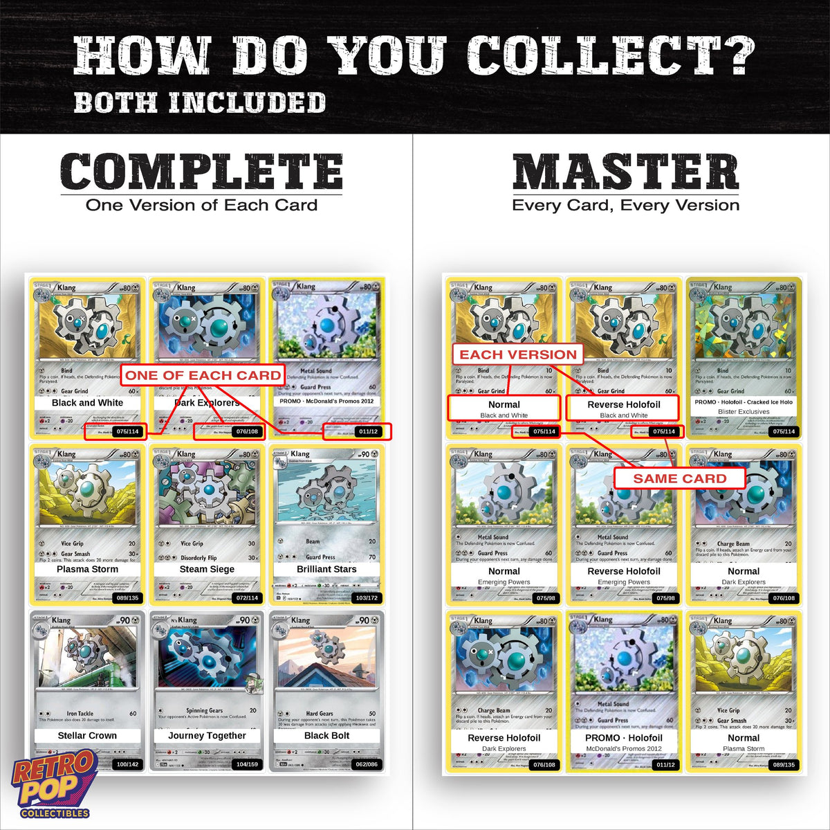 Complete Set vs Master Set versions of the Klang binder placeholders