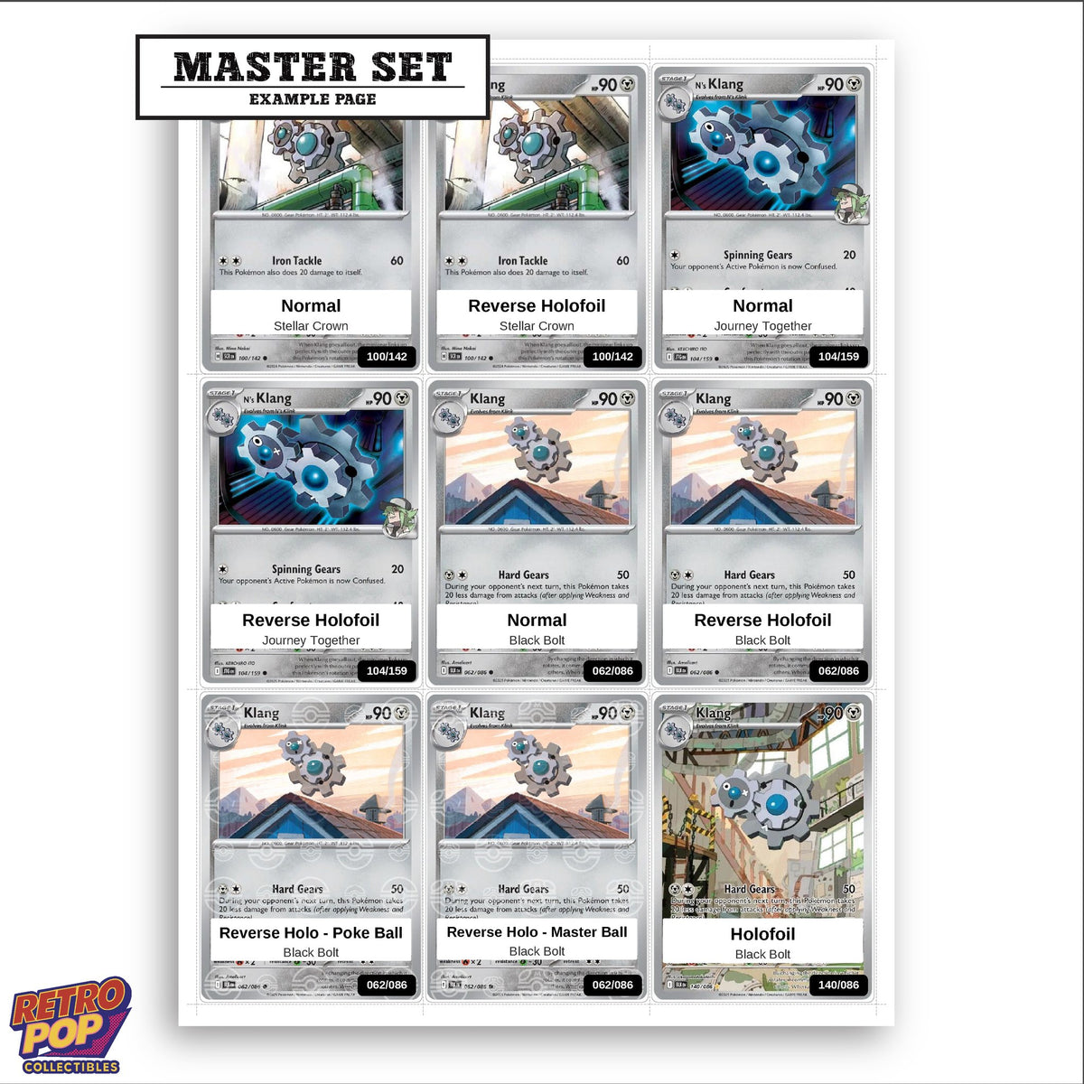 Printed Klang Pokemon placeholders in binder - real photo 3