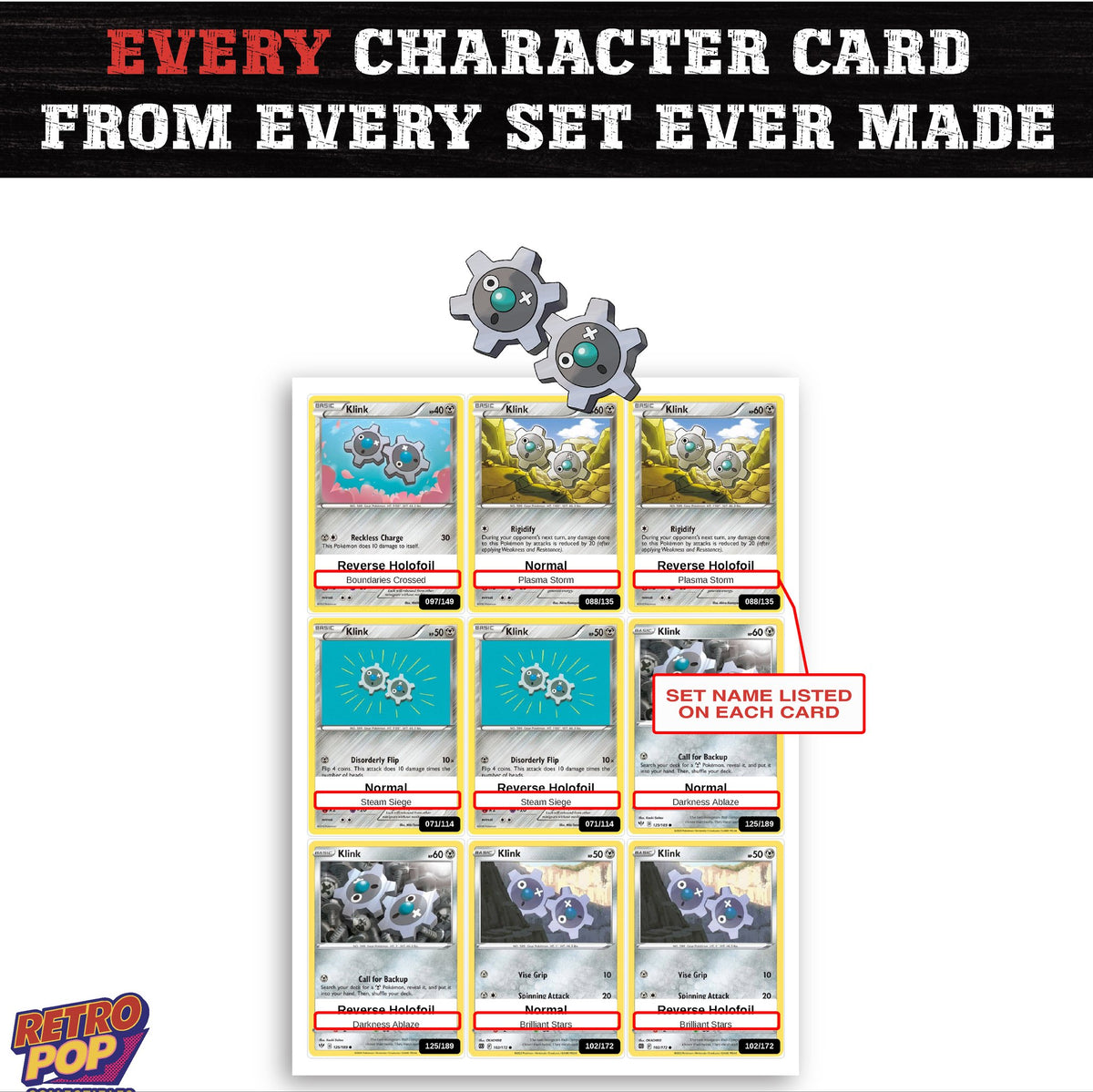 Klink card collection preview - every set Klink appears in