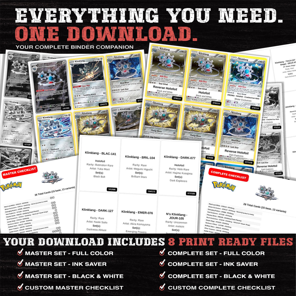 Everything included in the Klinklang master set download - 8 PDF files