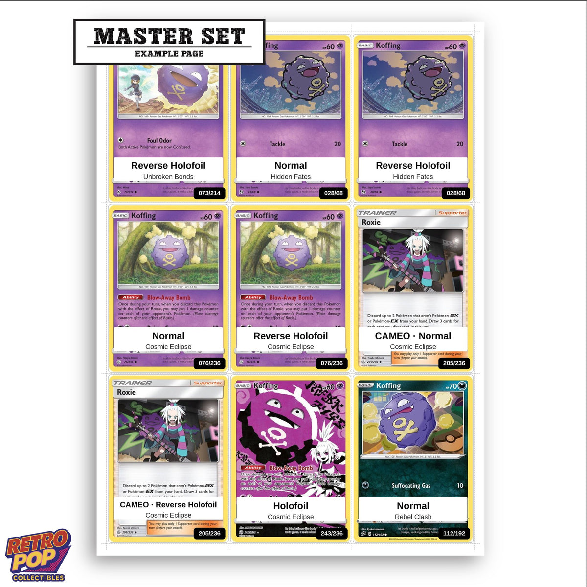 Printed Koffing Pokemon placeholders in binder - real photo 3
