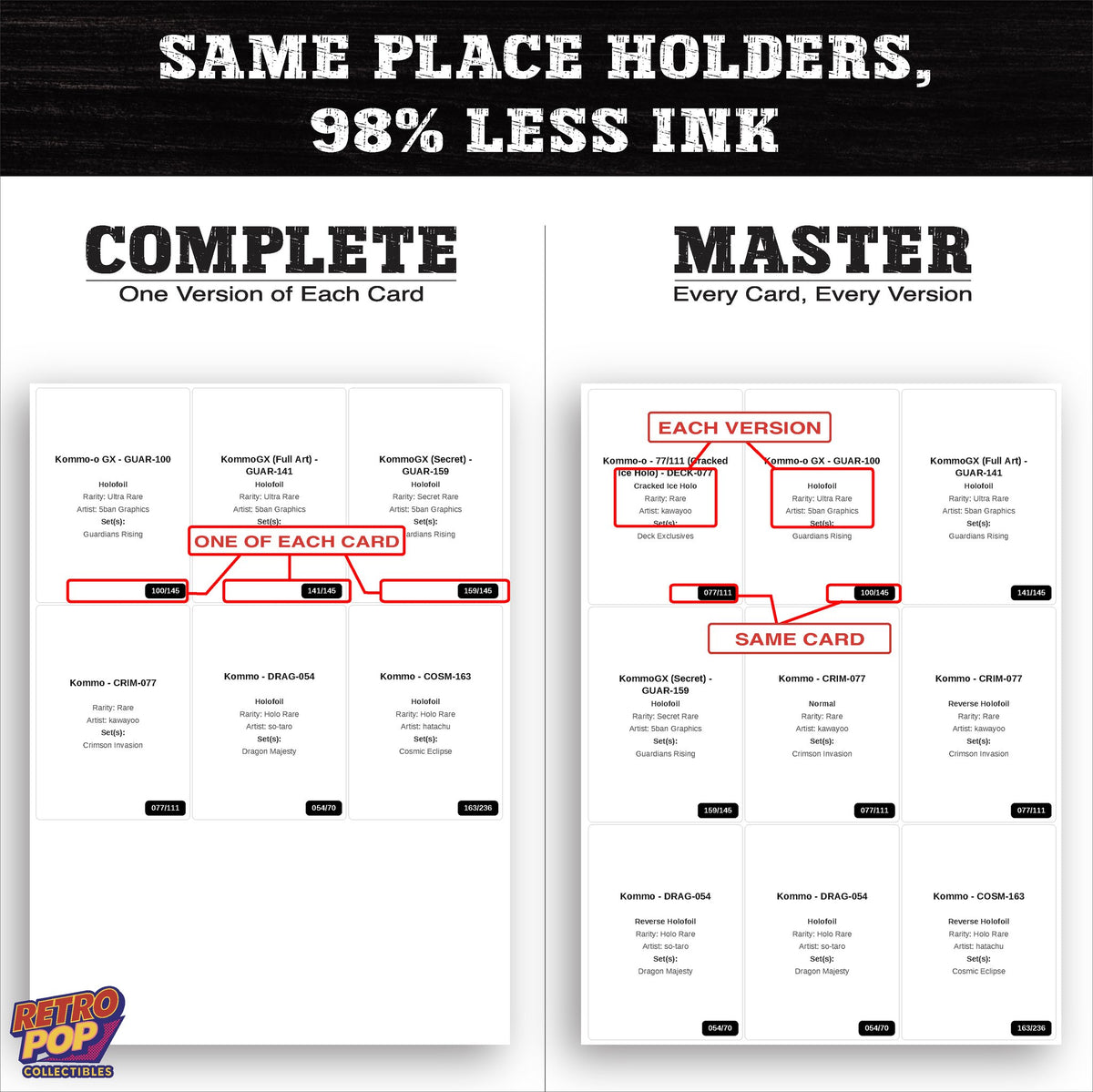 Ink saver greyscale Kommo-o placeholder sheet - 98 percent less ink