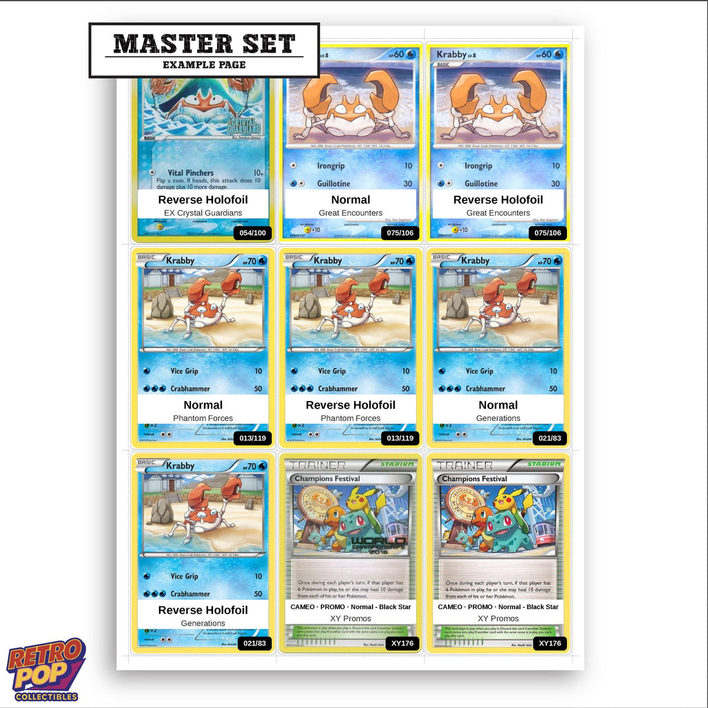 Printed Krabby Pokemon placeholders in binder - real photo 3