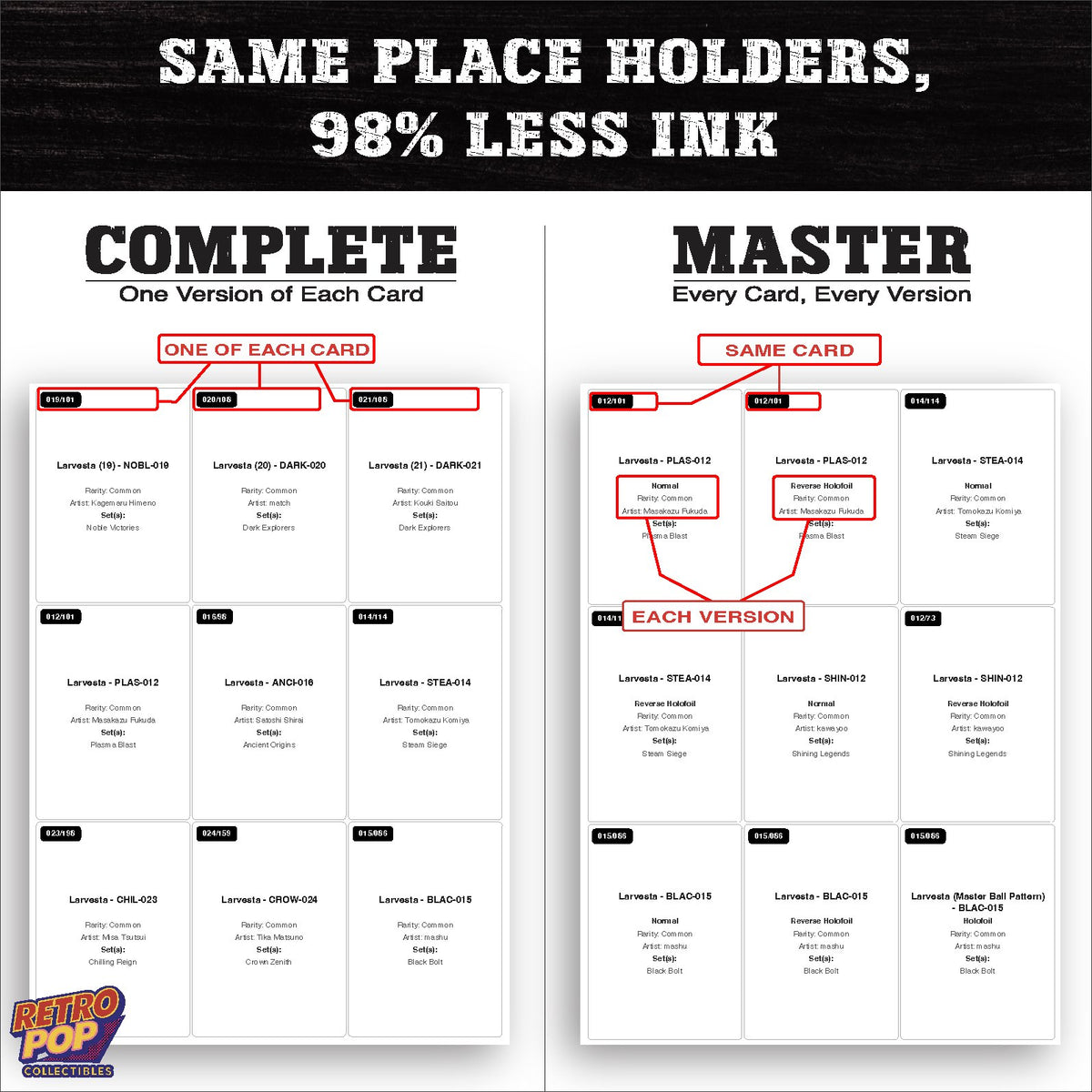 Ink saver greyscale Larvesta placeholder sheet - 98 percent less ink