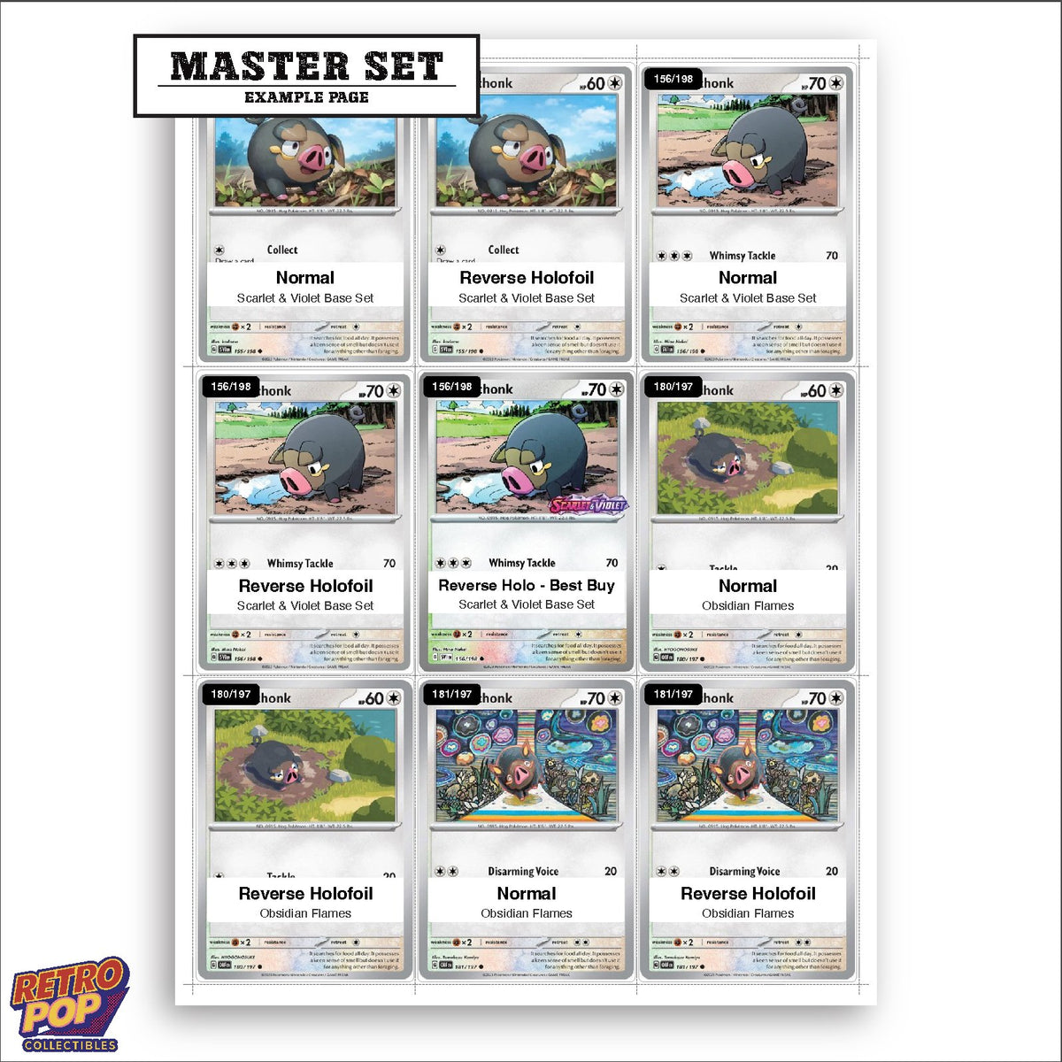 Printed Lechonk Pokemon placeholders in binder - real photo 3