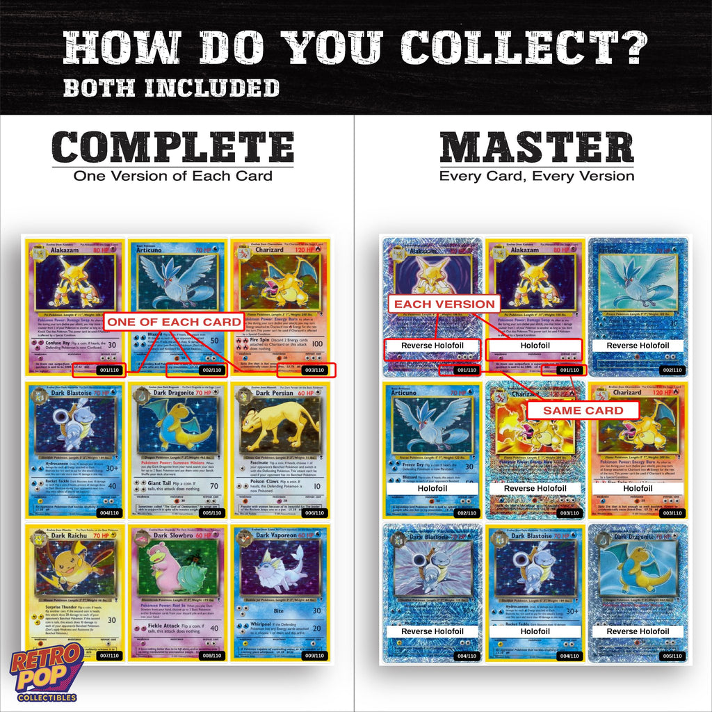 Complete Set vs Master Set versions of Legendary Collection binder placeholders