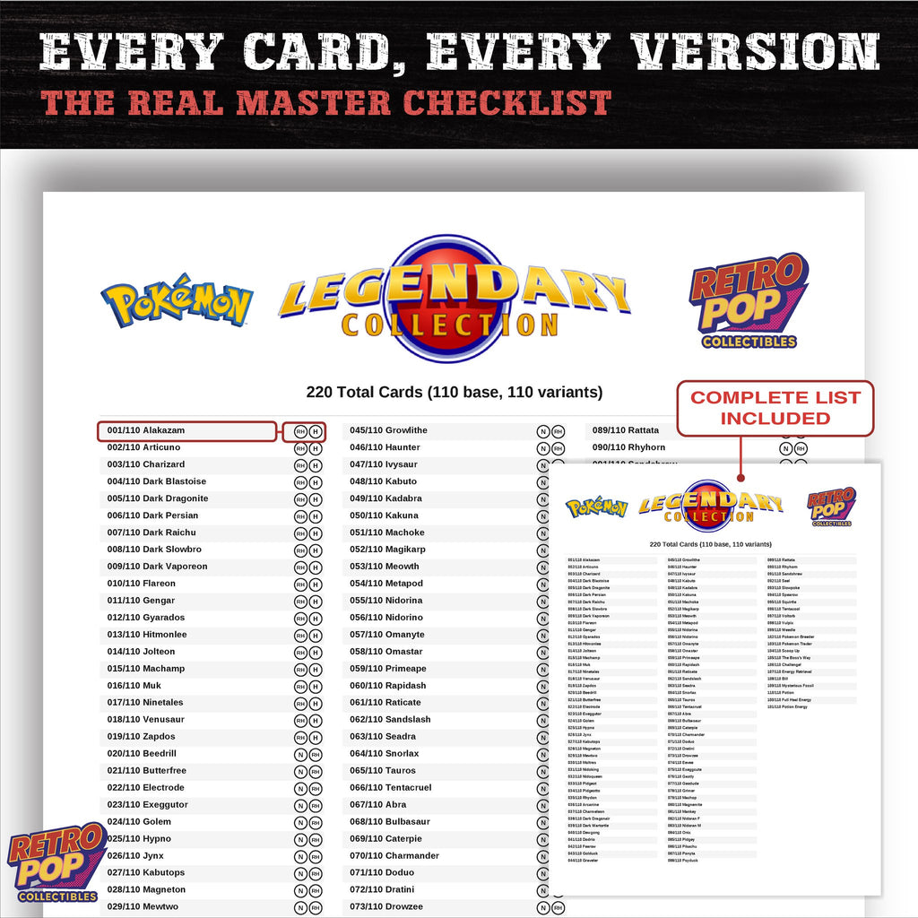 Legendary Collection Pokemon card checklist PDF preview