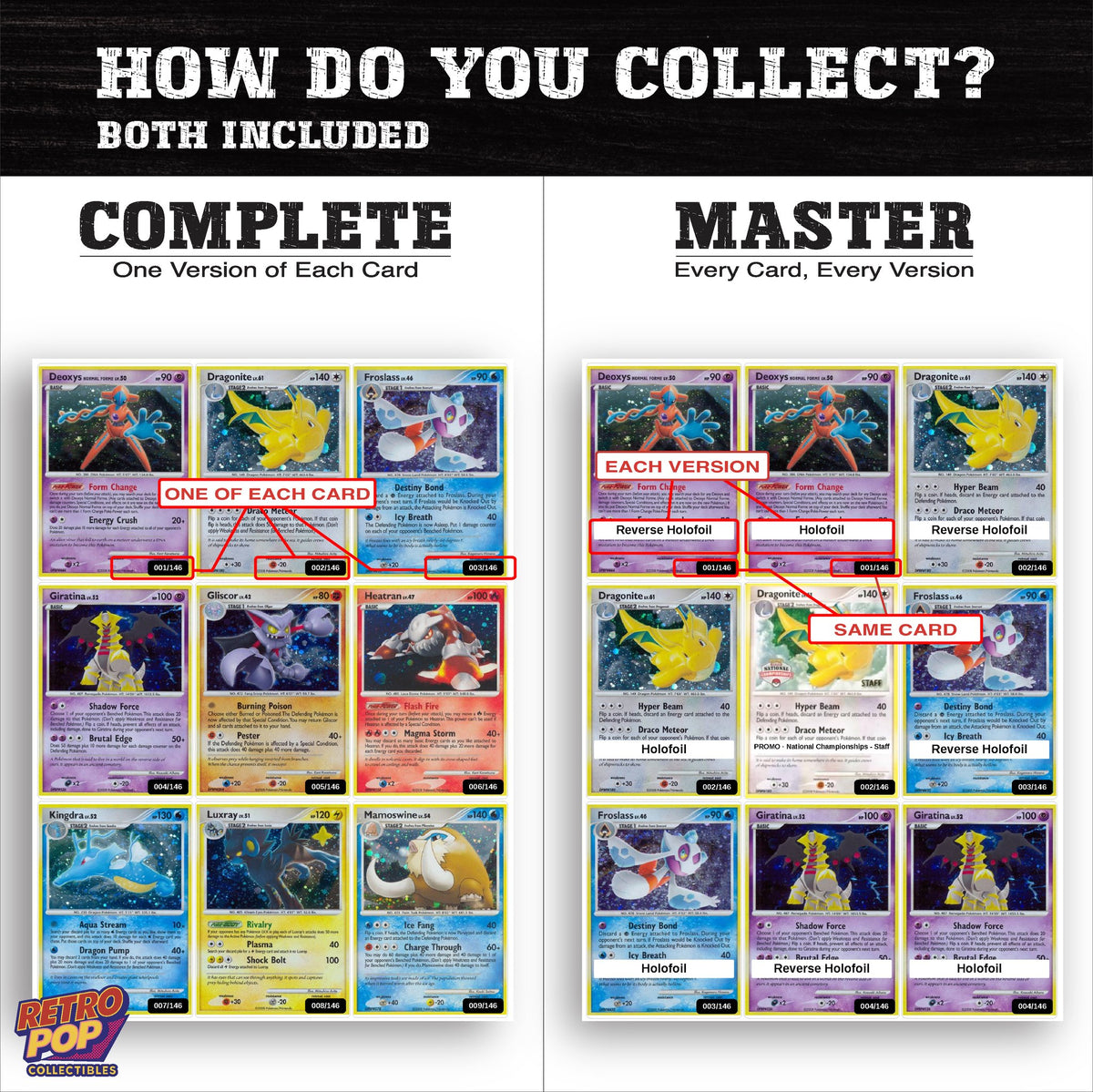 Complete Set vs Master Set versions of Legends Awakened binder placeholders