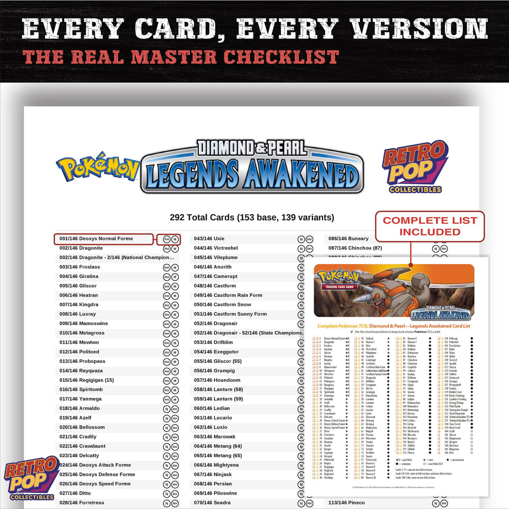 Legends Awakened Pokemon card checklist PDF preview