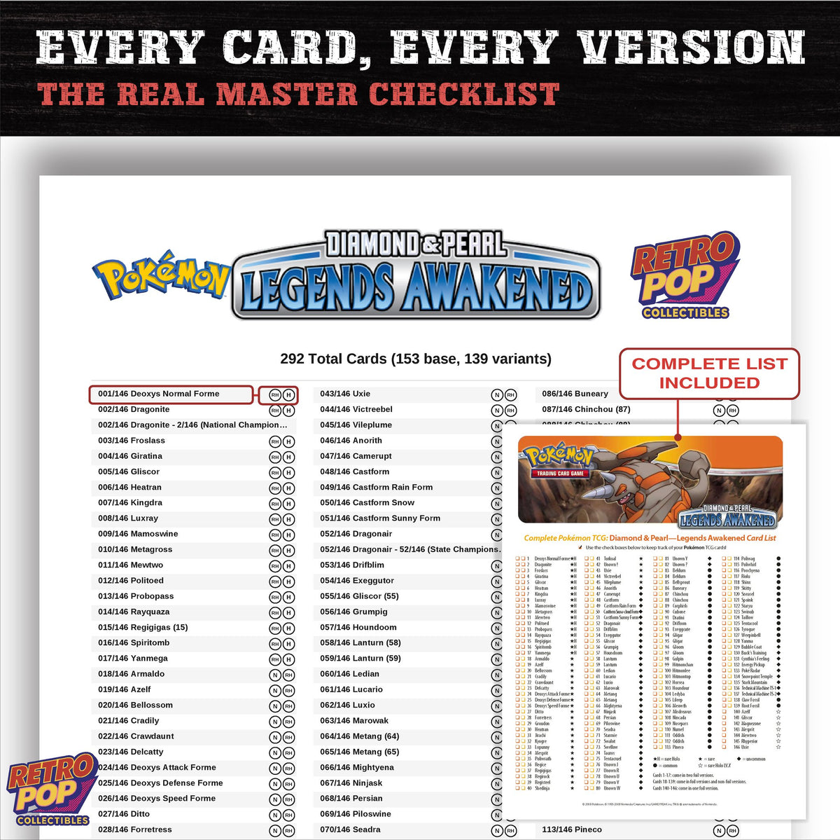 Legends Awakened Pokemon card checklist PDF preview