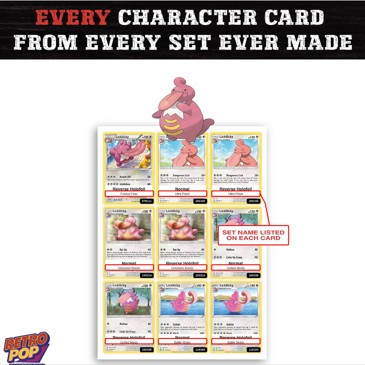 Lickilicky card collection preview - every set Lickilicky appears in