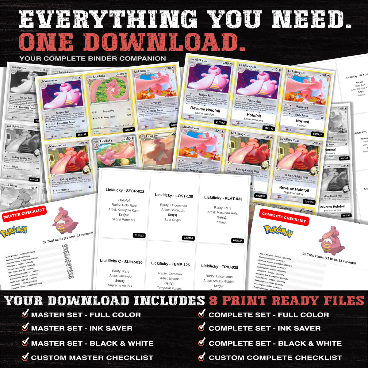 Everything included in the Lickilicky master set download - 8 PDF files