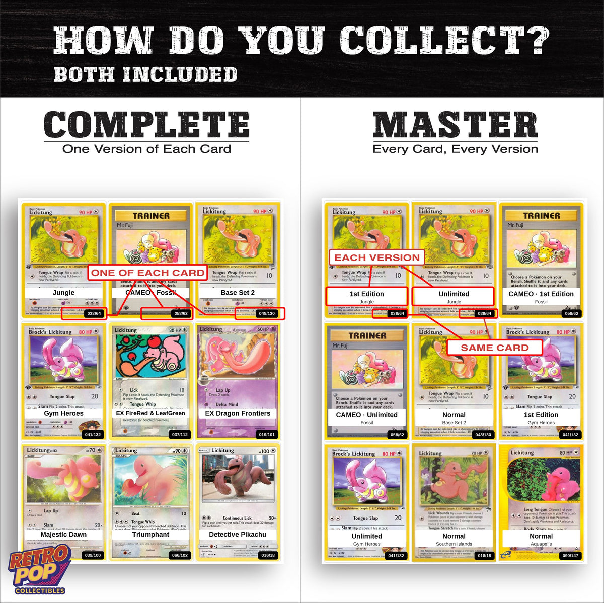 Complete Set vs Master Set versions of the Lickitung binder placeholders