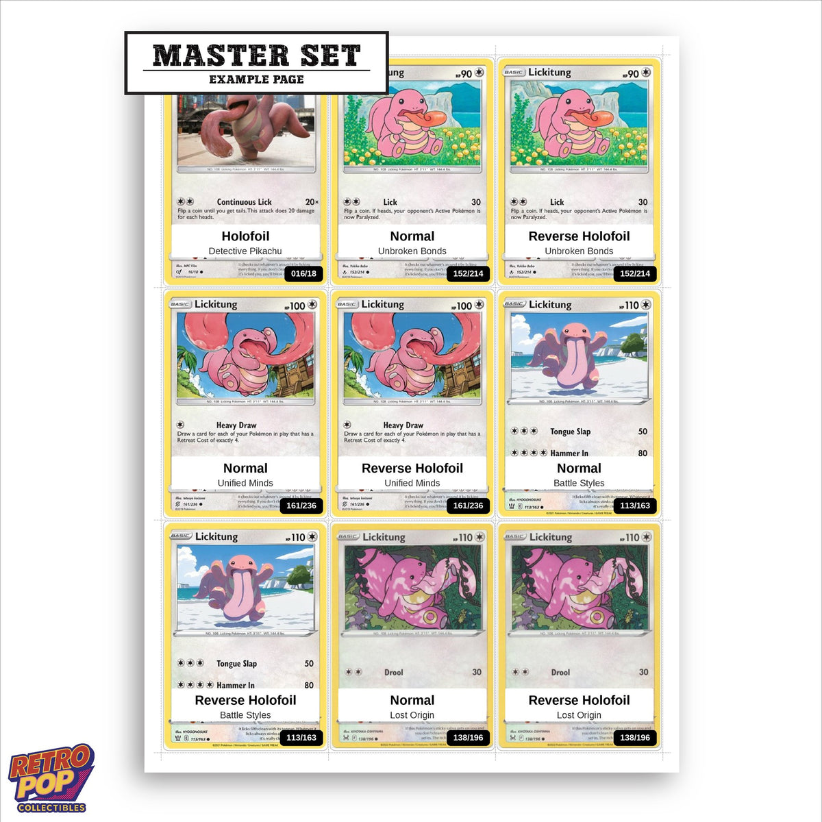 Printed Lickitung Pokemon placeholders in binder - real photo 1