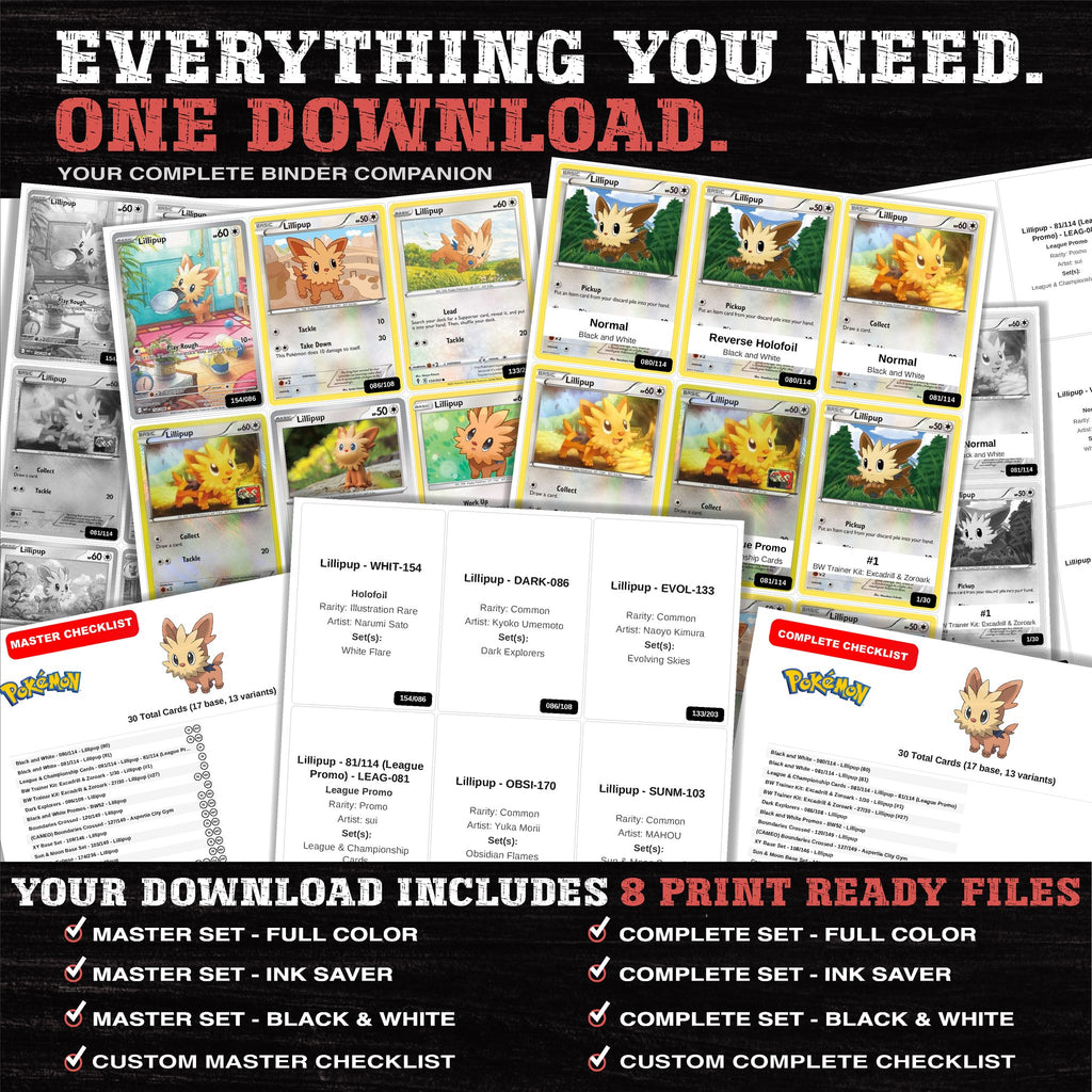 Everything included in the Lillipup master set download - 8 PDF files