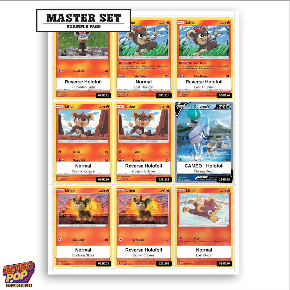 Printed Litleo Pokemon placeholders in binder - real photo 3
